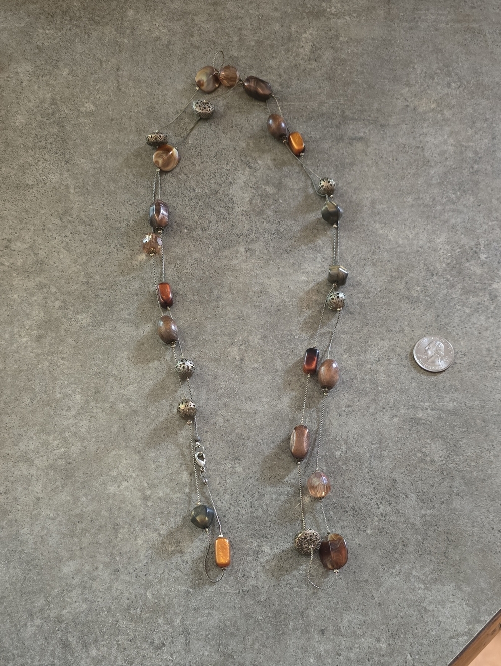 Brown Bead Long Necklace - Unbranded